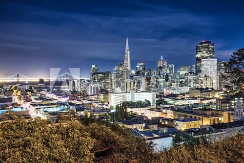 Fototapeta cityscape of San Francisco and illuminated skyline