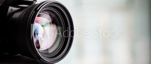 Fototapeta Close-up of a digital camera. Large copyspace
