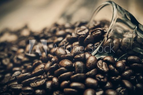Fototapeta Coffee on grunge wooden background