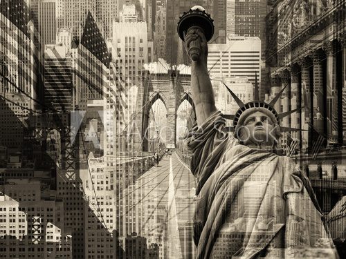 Fototapeta Collage containing several New York landmarks