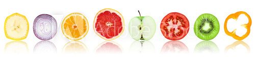Fototapeta Collection of fresh fruit and vegetable slices