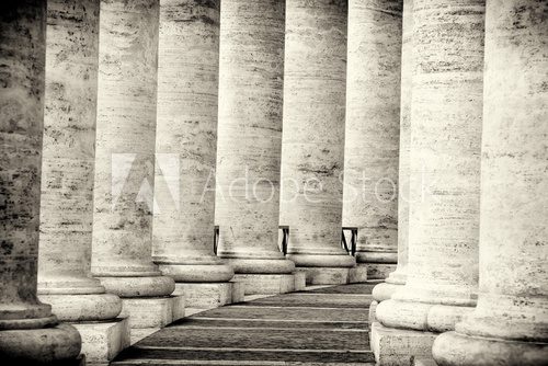 Fototapeta Colonnade in rome black and white vatican city