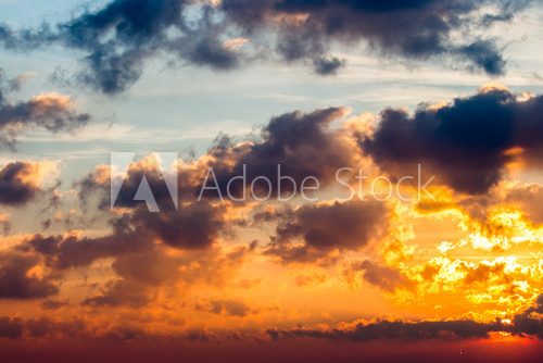Fototapeta colorful dramatic sky with cloud at sunset