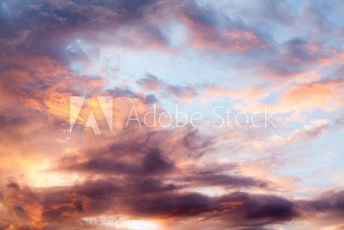 Fototapeta colorful dramatic sky with cloud at sunset