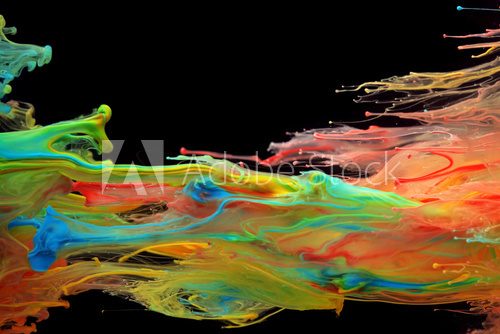 Fototapeta Colorful ink swirling through water