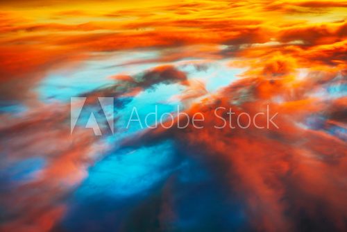 Fototapeta Colorful orange and blue dramatic sky