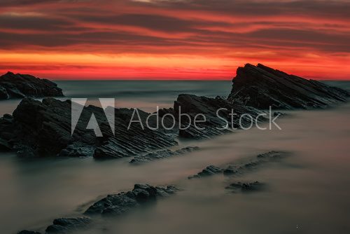 Fototapeta Colorful sunrise at Sinemorets village, Bulgaria