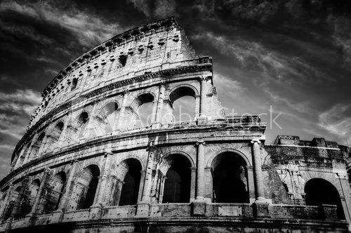 Fototapeta Colosseum in Rome, Italy. Amphitheatre in black and white