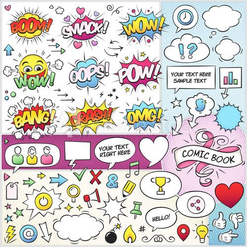 Fototapeta Comic Book Elements Vector Pack