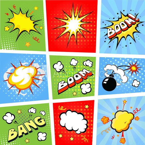 Fototapeta Comic speech bubbles and comic strip background vector