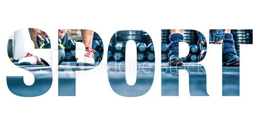 Fototapeta Conceptual collage of sports photos in the form of the word