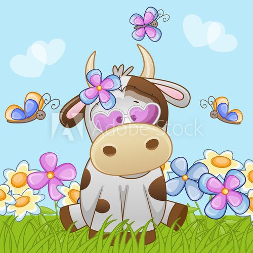 Fototapeta Cow with flowers