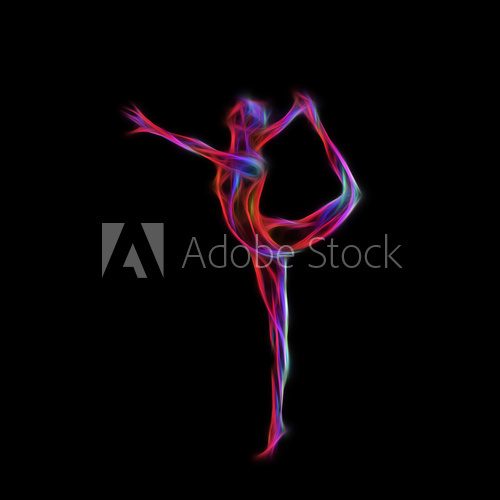 Fototapeta Creative silhouette of gymnastic girl. Art gymnastics