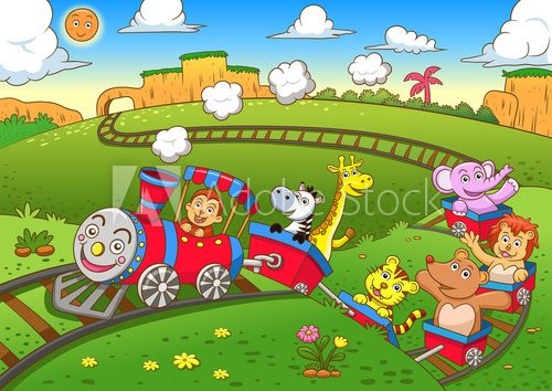 Fototapeta cute animals  train