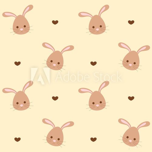 Fototapeta cute cartoon rabbit seamless vector pattern background illustration