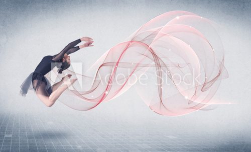 Fototapeta Dancing ballet performance artist with abstract swirl