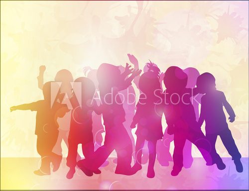 Fototapeta Dancing children silhouettes