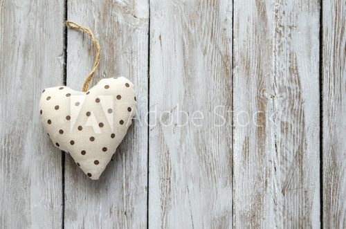 Fototapeta Decorative heart on wooden boards