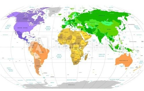 Fototapeta Detailed World Map