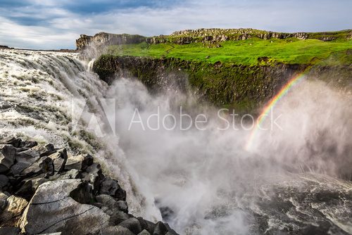 Fototapeta Dettifoss waterfall with rainbow in Iceland