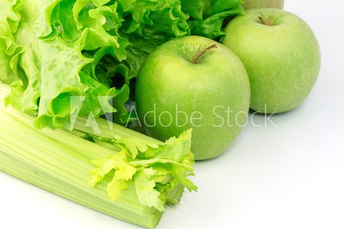 Fototapeta diet green apple salad celery stalk breakfast lunch dinner healt