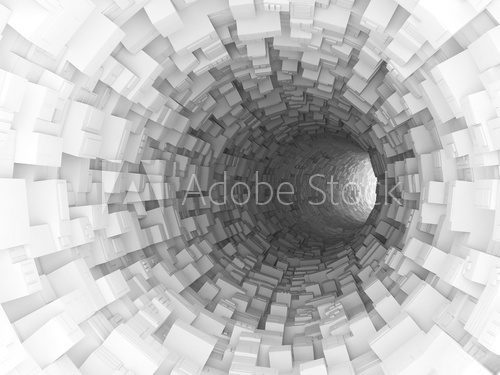 Fototapeta Digital 3d illustration, white bent tunnel