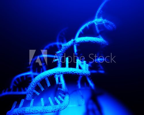 Fototapeta Digital illustration DNA structure in colour background 