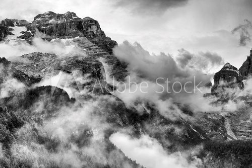 Fototapeta Dolomites Mountains Black and White
