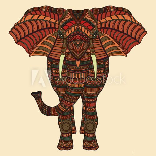 Fototapeta doodle vector handdrawn elephant 