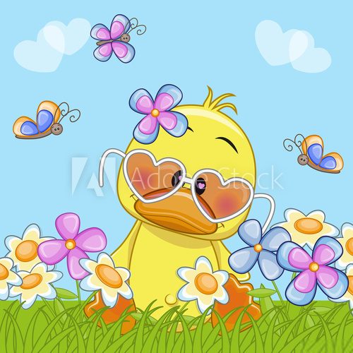 Fototapeta Duck with flowers