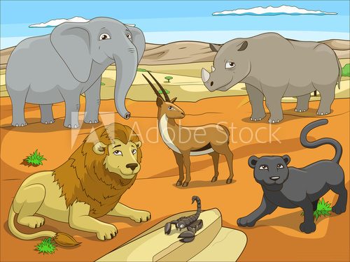 Fototapeta Educational game for children African savannah