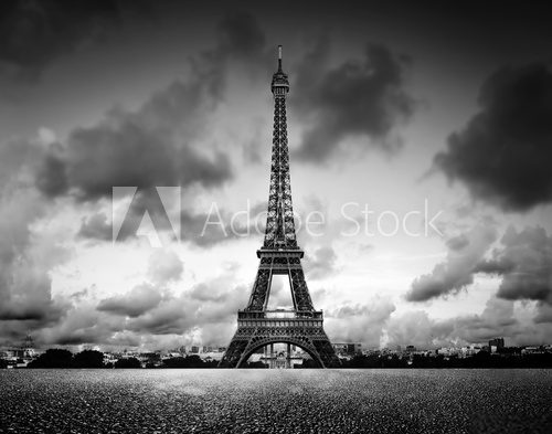 Fototapeta Effel Tower, Paris, France. Black and white, vintage