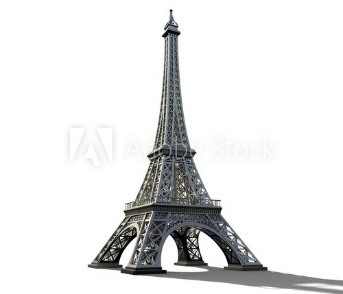 Fototapeta Eiffel tower isolated on a white background.