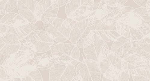 Fototapeta Elegant Botanical Leaf Pattern Seamless Background in Soft Beige and Cream Tones