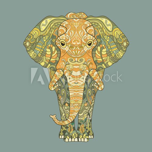 Fototapeta Elephant with a floral pattern