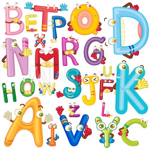 Fototapeta English alphabet with faces