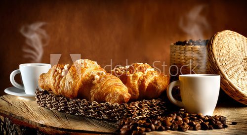 Fototapeta Espresso caldo con cornetti
