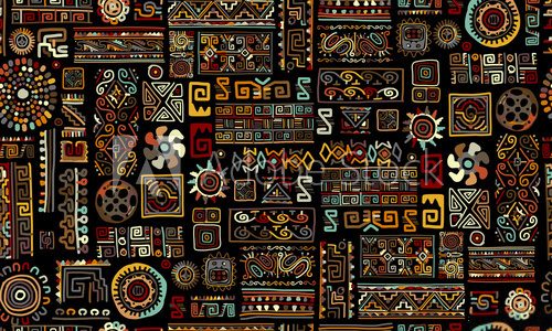 Fototapeta Ethnic handmade ornament, seamless pattern for your design