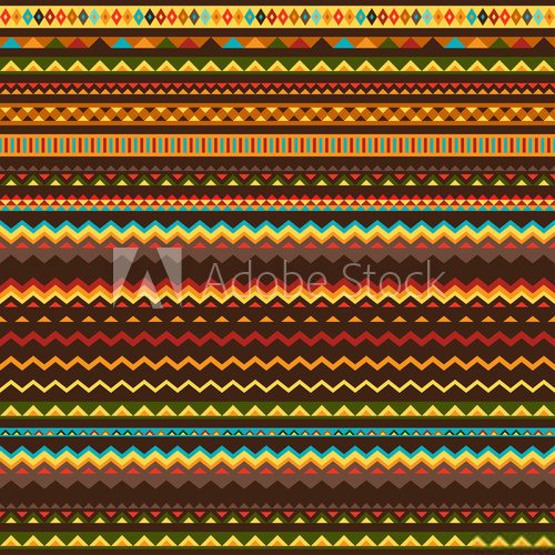 Fototapeta Ethnic ornament abstract geometric seamless fabric pattern.