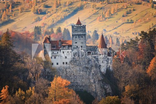 Fototapeta Europe, Transylvania, Romania, 13th century Castle Bran, associated with Vlad II the Impaler, AKA Dracula.Queen Marie of Romania's later residence.