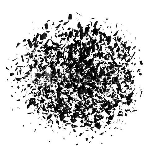 Fototapeta Explosion cloud of black pieces