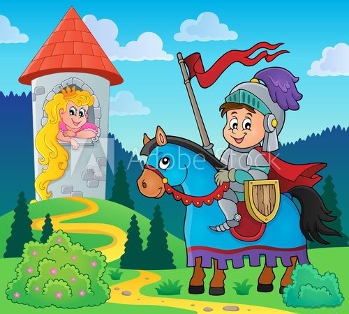Fototapeta Fairy tale theme knight and princess