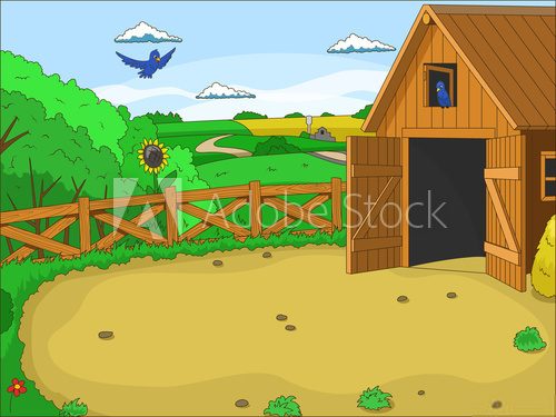 Fototapeta Farm cartoon educational illustration