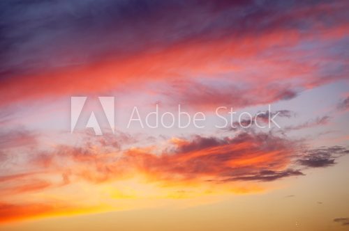 Fototapeta Fiery orange sunset sky. Beautiful sky.