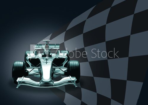 Fototapeta formula 1 car and flag