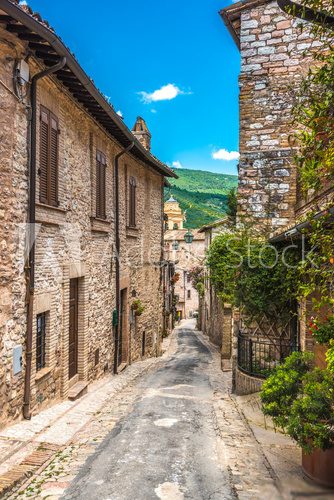 Fototapeta Full color beautiful streets in Umbria, Italy