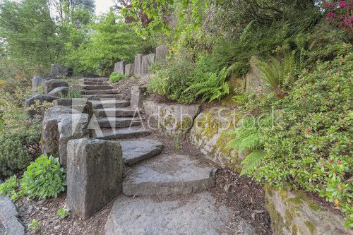 Fototapeta Garden Stair Steps with Natural Rocks