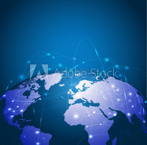 Fototapeta Global technology mesh network, vector illustration