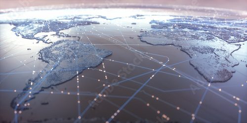 Fototapeta Globalna sieć na mapie świata