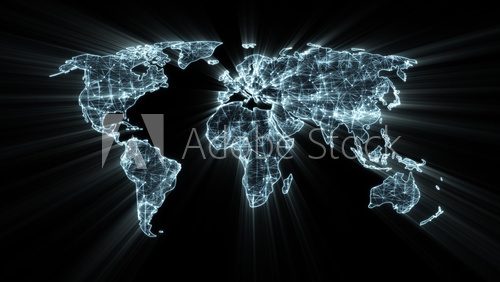 Fototapeta glowing world map concept